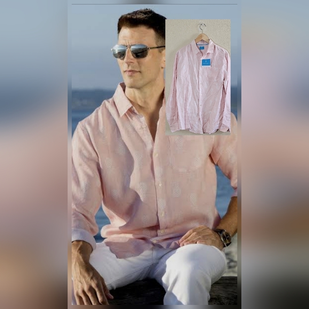 Bourhaan 100% LINEN Casual Button-Down Shirt.